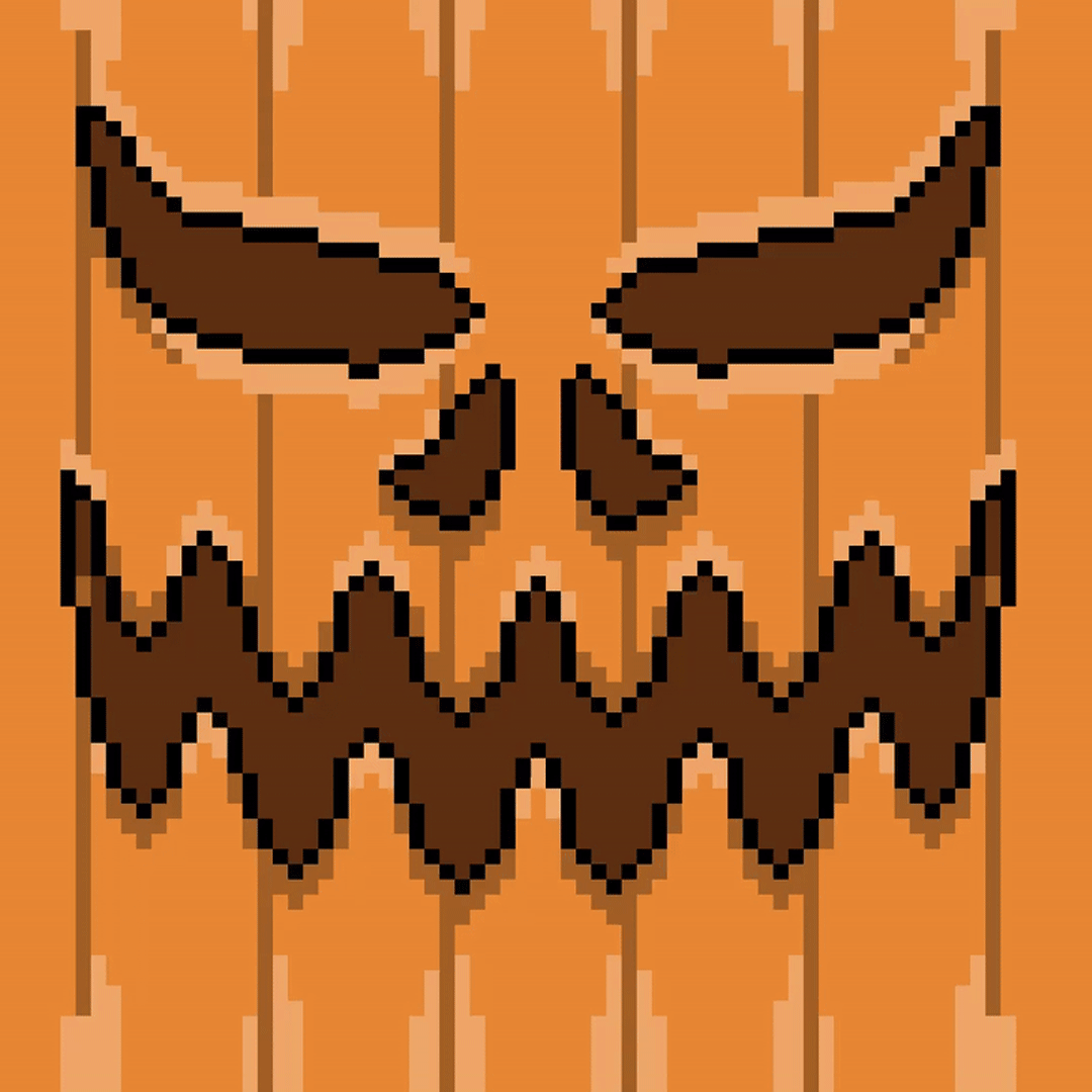 Animated pixel-art Halloween pumpkin, a Fall Pack example